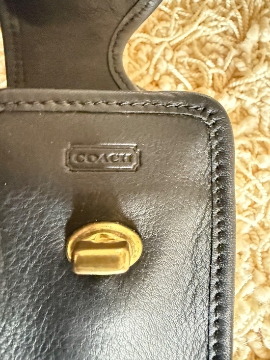Coach Leather Wristlet Belt Phone Glasses Case Black Brass Turn Lock Closure VTG main image 7